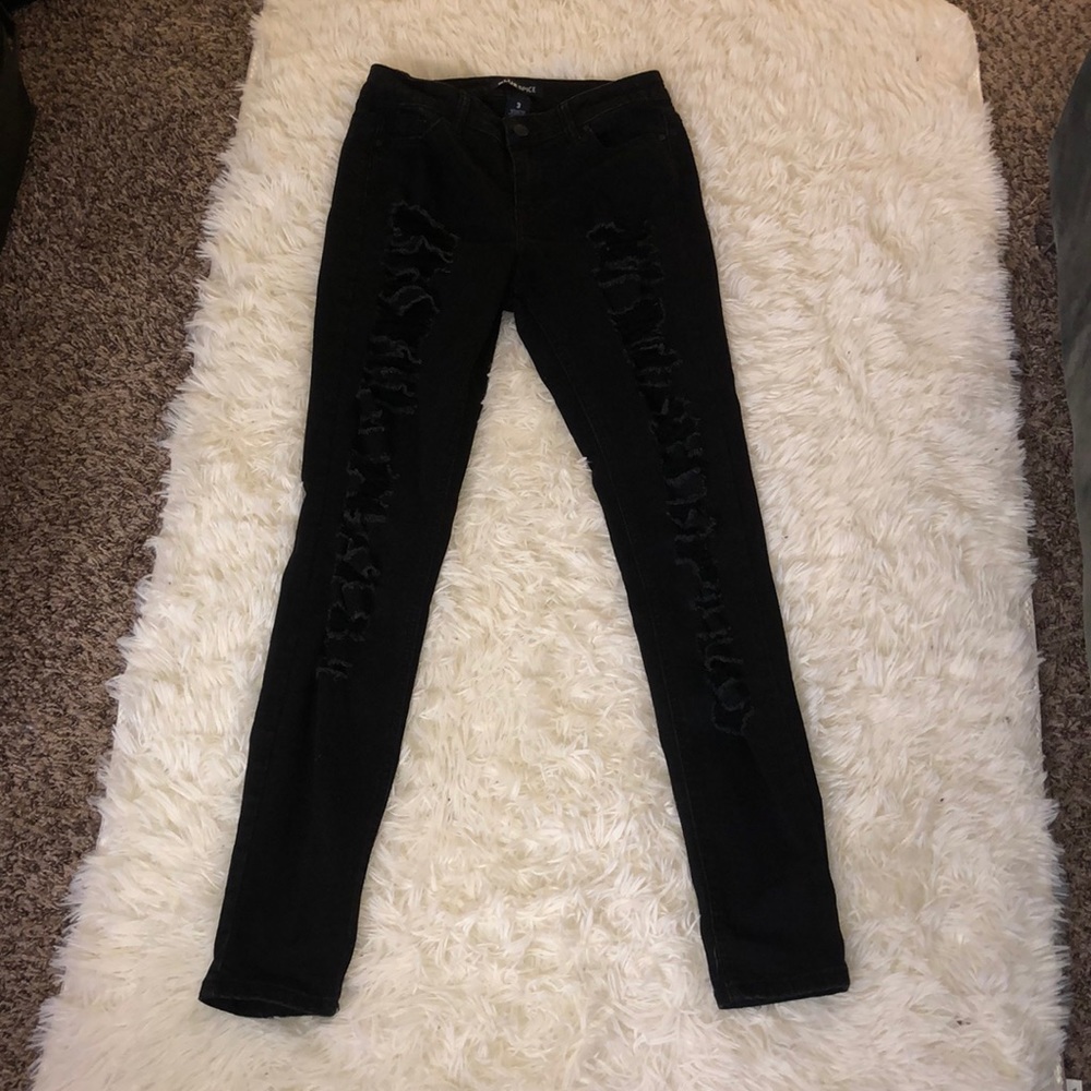 Black ripped high waisted skinny jeans